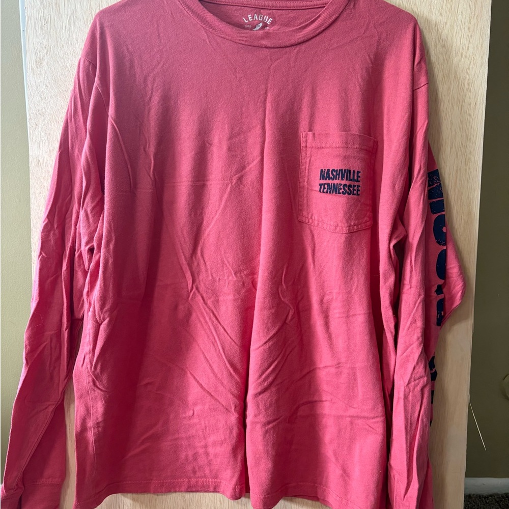 League Coral Long Sleeve Tee Casual Cotton